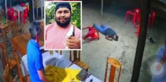 Câmera de segurança registra momento em que homem é morto a tiros em restaurante