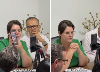 Deputada denuncia sorteio de terra para a pré-candidata a prefeita pelo PT em pote de sorvete e bate-boca com o petista
