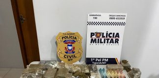 A Polícia Militar e Civil prenderam uma dupla e apreenderam um adolescente com 12 quilos de maconha em Mato Grosso