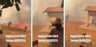 Um incêndio de grande magnitude atinge a vegetação e ameaça casas em Cuiabá: confira o vídeo