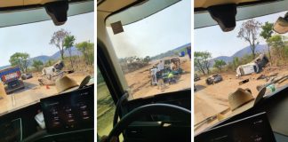 Um homem ficou ferido após uma carreta cegonha tombar em um trecho da rodovia BR-364