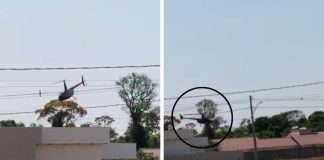 Helicóptero de uma empresa de agro teve um pouso forçado em área residencial localizada no interior do estado; veja vídeo