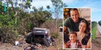 A colisão frontal entre um caminhão e um carro resultou na morte de um casal e filho pequeno em MT