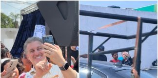 Luciano Huck tirou muitas fotos com dezenas de fãs no Pedra 90 e foi visto gravando em uma borracharia na avenida Jurumirim