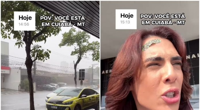 Um influenciador ficou impressionado com uma oscilação repentina no clima em Cuiabá: “é como uma mulher com TPM”