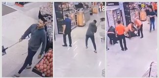 Cliente ataca empregado de supermercado com uma pá na cabeça após queixa da esposa; assista ao vídeo