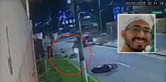 Um vídeo exibe o instante em que um enfermeiro falecido colide com outra motocicleta ao tentar desviar de um carro