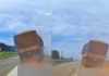Motorista de caminhão foi flagrado dirigindo em zigue-zague e quase tombando o veículo na rodovia; confira o vídeo