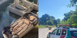 Motorista de aplicativo cai de ponte ao tentar evitar colisão com motociclista em Várzea Grande