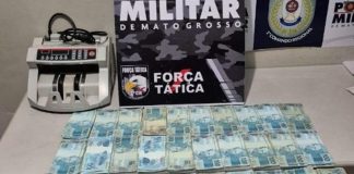 Força Tática apreende R$ 40 mil em espécie, máquina de contar dinheiro e porções de drogas
