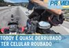 Motoboy quase é derrubado enquanto um crime de roubo de celular acontece na estrada