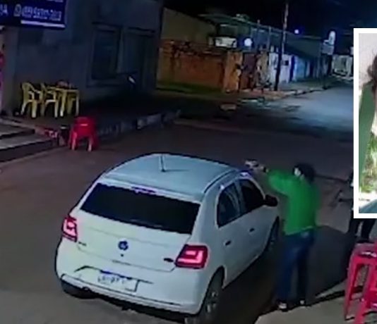 Um vídeo revela o instante em que o proprietário de uma distribuidora é assassinado a balas por bandidos