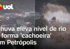 Elevações temporais do nível do rio criam uma “cachoeira” e geram preocupação entre os moradores de Petrópolis; confira