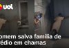 Um vizinho salva mulheres e crianças pela janela durante um incêndio em um edifício em Paris