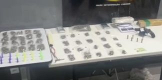 Trio é preso em flagrante pela PM com 59 porções de drogas, arma e munições em Várzea Grande e Cuiabá