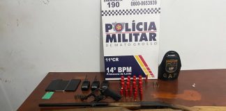 PM prende três homens com espingardas, revólver e munições em Primavera do Leste