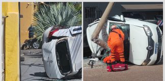 Casal morre em grave acidente entre Mercedes e Sandero em avenida no CPA 1; veículo capotou e bateu em poste