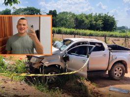 Motorista capota caminhonete, passageiro de 30 anos é arremessado do veículo e morre