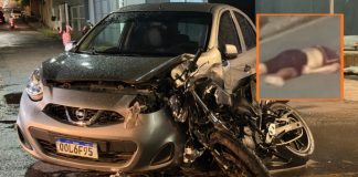 Carro invade pista contrária, bate em motociclista e deixa homem gravemente ferido em Cuiabá