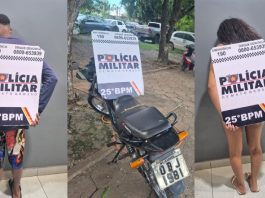Casal é preso após ser flagrado com motocicleta roubada e porção de droga em Mato Grosso