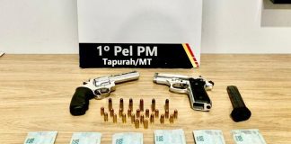 PM prende homem por porte ilegal de arma de fogo e apreende R$ 5,5 mil