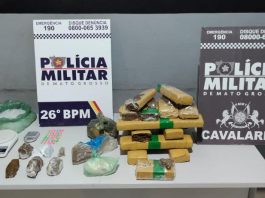 Cavalaria da PM conduz dois faccionados e apreende 13,7 quilos de drogas em cidade de MT