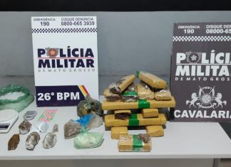 Cavalaria da PM conduz dois faccionados e apreende 13,7 quilos de drogas em cidade de MT