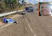 Colisão entre motocicleta e caminhonete deixa um morto e uma mulher gravemente ferida