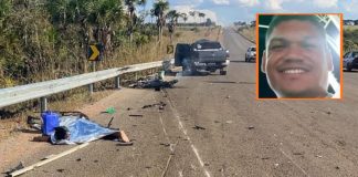 Colisão entre motocicleta e caminhonete deixa um morto e uma mulher gravemente ferida