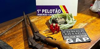 Polícia Militar prende três faccionados com armas e drogas em Ribeirão Cascalheira