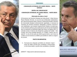 União Brasil marca convenção em Mato Grosso após acordo entre Mauro Mendes e Jayme Campos