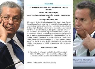 União Brasil marca convenção em Mato Grosso após acordo entre Mauro Mendes e Jayme Campos