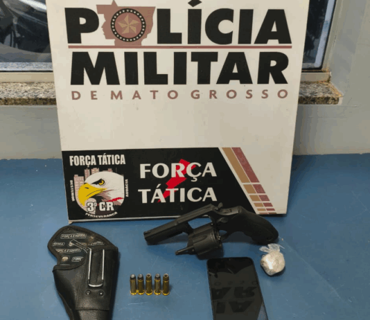 Força Tática prende homem com revólver e cinco munições em Sinop